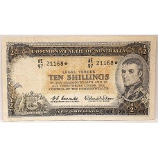 AUSTRALIA 1961 . TEN 10 SHILLINGS BANKNOTE . COOMBS/WILSON . STAR NOTE